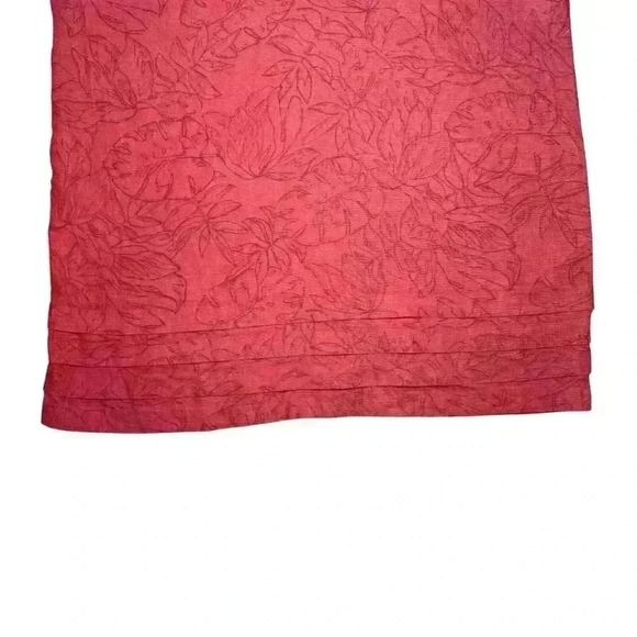 Nicole Miller Original Red Floral Linen Blend Shift Dress Medium - Picture 3 of 10
